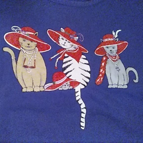 Chelsea Studio Dress 1X Fashionable Cats With Fancy Hats Purple Stretchy Comfy! - Picture 2 of 6